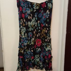 Express floral silk skirt